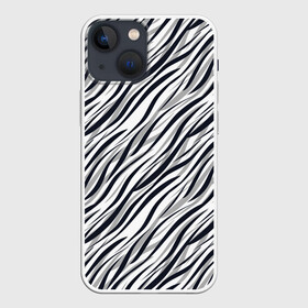 Чехол для iPhone 13 mini с принтом Черно белый полосатый тигровый в Новосибирске,  |  | модный | монохромный | полосатый | серый и черный | современный | тигровый | черный и белый