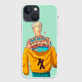 Чехол для iPhone 13 mini с принтом МГК в Новосибирске,  |  | hip hop | machine gun kelly | mgk | rap | rep | исполнители | исполнитель | колсон бэйкер | машин ган келли | музыка | реп