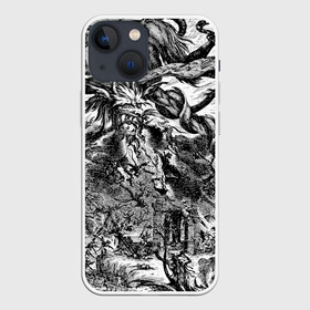 Чехол для iPhone 13 mini с принтом Демонический хаос в Новосибирске,  |  | demon | devil | evil | hell | satana | ад | арт | демон | дьявол | зло | искусство | монстр | сатана