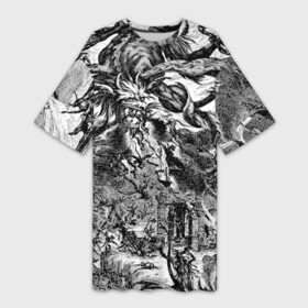 Платье-футболка 3D с принтом Демонический хаос в Новосибирске,  |  | demon | devil | evil | hell | satana | ад | арт | демон | дьявол | зло | искусство | монстр | сатана