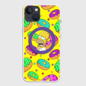 Чехол для iPhone 13 с принтом Гомер ням Пончик в Новосибирске,  |  | cartoon | donut | homer | rainbow | the simpsons | yellow | в тренде | гомер | желтая | мультфильм | пончик | популярные | принт | радужный | симпсоны | топ