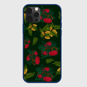 Чехол для iPhone 12 Pro Max с принтом ветки рябины и облепихи в Новосибирске, Силикон |  | ветки | деревья | зеленый | зима | лес | листья | новый год | облепиха | осень | праздничный | природа | рождество | рябина | темно зеленый | ягоды