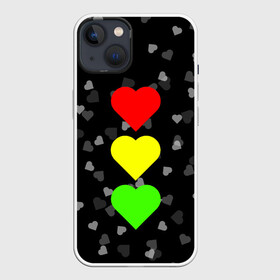 Чехол для iPhone 13 с принтом СВЕТОФОР ИЗ СЕРДЕЦ в Новосибирске,  |  | affection | cardiac | fondness | heart | love | loving | девочке | девушке | женская солидарность | любить | любовь | мальчику | маме | мужчине | парная | светофор из сердец | сердечко | сердце