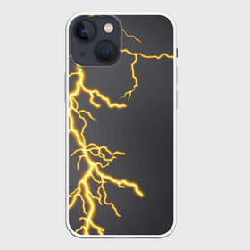 Чехол для iPhone 13 mini с принтом Яркая молния в Новосибирске,  |  | гроза | гром | желтый | молния | рисунок | узор | чёрный | электрический заряд | электричество | яркая молния | яркий свет | ярко
