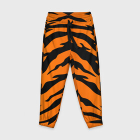 Детские брюки 3D с принтом Шкура тигра в Новосибирске, 100% полиэстер | манжеты по низу, эластичный пояс регулируется шнурком, по бокам два кармана без застежек, внутренняя часть кармана из мелкой сетки | 2022 | tiger | животное | полосатый | полоски | полосы | тигр | хищник