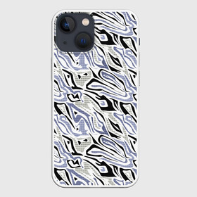 Чехол для iPhone 13 mini с принтом Абстрактный сиренево черный в Новосибирске,  |  | абстрактный | камуфляж | клетка | клетчатый узор | молодежный | разводы | современный | черный и сиреневый