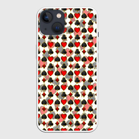 Чехол для iPhone 13 с принтом КАРТЫ | КАРТОЧНЫЕ МАСТИ в Новосибирске,  |  | cards | crosses | diamonds | hearts | pattern | spades | suits | trump | бубны | карты | козырь | крести | масти | паттерн | пики | червы