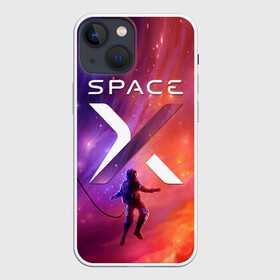 Чехол для iPhone 13 mini с принтом Space X в Новосибирске,  |  | american company | astronaut | emblem | in a spacesuit | logo | open space | space x | stars | suborbital flights | американская компания | астронавт | в скафандре | звезды | логотип | открытый космос | суборбитальные полеты | эмблема