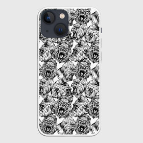 Чехол для iPhone 13 mini с принтом Злые Гориллы   Паттерн в Новосибирске,  |  | africa | afrika | angry | ape | apes | black white | gorilla | gorillas | gorillaz | hip hop | monkey | pattern | raging | sketch | африка | африканский узор | злые обезьяны | мартышка | примат | приматы | рисунок | рисунок карандашом | скетч | узор | хип