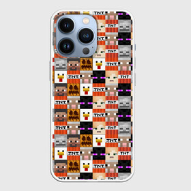 Чехол для iPhone 13 Pro с принтом MINECRAFT КУБИКИ ПЕРСОНАЖИ в Новосибирске,  |  | block | creeper | cube | minecraft | pixel | tnt | блок | геометрия | крафт | крипер | кубики | майнкрафт | пиксели | тнт