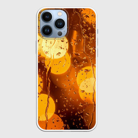 Чехол для iPhone 13 Pro Max с принтом Дождик золотой в Новосибирске,  |  | bright | city | drops | evening | golden | lights | rain | wet | вечер | город | дождик | золотой | капли | мокрое | огни | стекло | яркие
