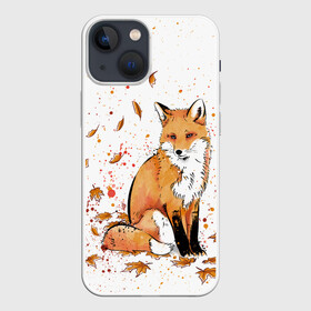 Чехол для iPhone 13 mini с принтом ЛИСА В ЛИСТЬЯХ   ОСЕННЕЕ НАСТРОЕНИЕ   FOX IN THE FOREST в Новосибирске,  |  | autumn | forest | fox | животные | звери | лес | лиса | листья | музыка | ноты | осень | песни | природа