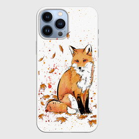 Чехол для iPhone 13 Pro Max с принтом ЛИСА В ЛИСТЬЯХ   ОСЕННЕЕ НАСТРОЕНИЕ   FOX IN THE FOREST в Новосибирске,  |  | Тематика изображения на принте: autumn | forest | fox | животные | звери | лес | лиса | листья | музыка | ноты | осень | песни | природа