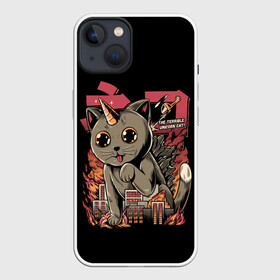 Чехол для iPhone 13 с принтом АНИМЕ КОТ ЕДИНОРОЖЕК в Новосибирске,  |  | anime | cat | city | japan | manga | unicorn | аниме | великан | город | единорог | звери | кот | котик | манга | милый | монстр | пушистый | япония