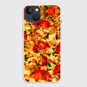 Чехол для iPhone 13 с принтом Пицца с грибами в Новосибирске,  |  | baked | cheese | food | herbs | italian | mushrooms | onions | pizza | tomatoes | грибы | еда | запечённые | зелень | итальянская | лук | пицца | помидоры | сыр