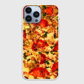 Чехол для iPhone 13 Pro Max с принтом Пицца с грибами в Новосибирске,  |  | Тематика изображения на принте: baked | cheese | food | herbs | italian | mushrooms | onions | pizza | tomatoes | грибы | еда | запечённые | зелень | итальянская | лук | пицца | помидоры | сыр