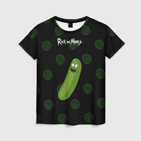 Женская футболка 3D с принтом Rick Pickle в Новосибирске, 100% полиэфир ( синтетическое хлопкоподобное полотно) | прямой крой, круглый вырез горловины, длина до линии бедер | morty | pickle | ram | randm | rick | rick and morty | злой морти | злой рик | морти | мультфильмы | огурец | портал рик и морти | рик | рик и морти | рик огурец | рик огурчик | сыендук