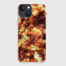 Чехол для iPhone 13 mini с принтом Кожаный камуфляж в Новосибирске,  |  | burns | camouflage | dirty | disguise | leather | stains | грязные | камуфляж | кожа | маскировка | обгорелая | ожоги | пятна | разводы