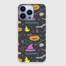 Чехол для iPhone 13 Pro с принтом Уютный Halloween в Новосибирске,  |  | halloween | ведьма | летучая мышь | тыква | хэллоуин