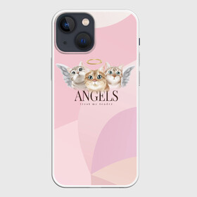Чехол для iPhone 13 mini с принтом Кошечки   ангелы в Новосибирске,  |  | angels | ангел | ангелы | кот | котенок | котик | кошка | милая