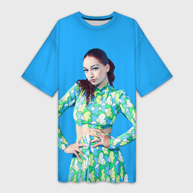 Платье-футболка 3D с принтом Bhad babie blue в Новосибирске,  |  | bhad bhabie | danielle bregoli | hip hop | rap | rep | бхад бхайби | даниэлла бреголи | исполнители | исполнитель | музыка | реп