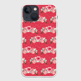 Чехол для iPhone 13 mini с принтом Красные розы паттерн в Новосибирске,  |  | rose | паттерн | розочки | розы | цветки | цветочки | цветы