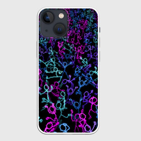 Чехол для iPhone 13 mini с принтом Neon Rave Party в Новосибирске,  |  | disco | rave | дискотека | неоновый | рейв | танцы | человечки