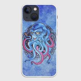 Чехол для iPhone 13 mini с принтом Мистер Осьминог в Новосибирске,  |  | арт | графика | моллюск | морские жители | мультяшка | осьминог