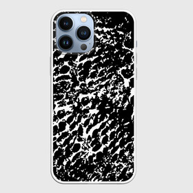 Чехол для iPhone 13 Pro Max с принтом Хаос белого на черном в Новосибирске,  |  | абстракция | краска | мазки | паутина | принт | пятна | разводы | раскраска | рисунок | сетка | текстура | узор | хаотичный | чб | черно белое