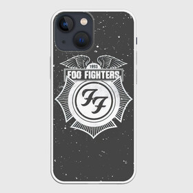 Чехол для iPhone 13 mini с принтом Foo Fighters 1995 FF в Новосибирске,  |  | Тематика изображения на принте: ff | foo fighters | альтернативный | группа | дэйв грол | крис шифлетт | логотипа | метал | музыка | надпись | нэйт мендел | постгранж | пэт смир | рок | серая | тейлор хокинс | фу файтерс | фф | хард | хардрок