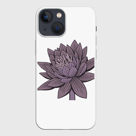 Чехол для iPhone 13 mini с принтом Цветок лотоса фиолетовый в Новосибирске,  |  | aesthetics | liner | lotus | базовый | линии | лотос | минимализм | эстетика