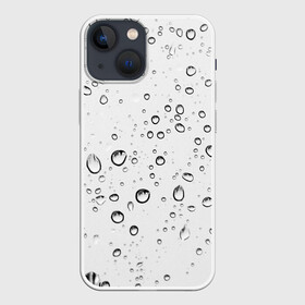 Чехол для iPhone 13 mini с принтом Утренний дождь в Новосибирске,  |  | без надписей | белый | вода | дождь | капли | светлый | стекло
