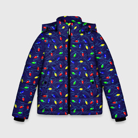 Зимняя куртка для мальчиков 3D с принтом Разноцветные Лампочки в Новосибирске, ткань верха — 100% полиэстер; подклад — 100% полиэстер, утеплитель — 100% полиэстер | длина ниже бедра, удлиненная спинка, воротник стойка и отстегивающийся капюшон. Есть боковые карманы с листочкой на кнопках, утяжки по низу изделия и внутренний карман на молнии. 

Предусмотрены светоотражающий принт на спинке, радужный светоотражающий элемент на пуллере молнии и на резинке для утяжки | christmas | merry christmas | santa claus | гирлянда | дед мороз | ёлка | елочные шары | игрушки | лампочки | новый год | огоньки | подарки | праздник | с новым годом | сантаклаус | снегурочка | украшения