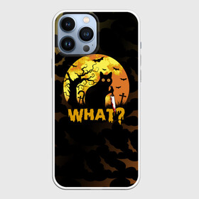 Чехол для iPhone 13 Pro Max с принтом WHAT CAT | HALLOWEEN в Новосибирске,  |  | america | cat | halloween | usa | what | америка | тьма | ужас | хелловин | хеллоуин | хэллоуин | черный кот