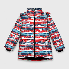 Зимняя куртка для девочек 3D с принтом Merry Christmas  (лесные звери) в Новосибирске, ткань верха — 100% полиэстер; подклад — 100% полиэстер, утеплитель — 100% полиэстер. | длина ниже бедра, удлиненная спинка, воротник стойка и отстегивающийся капюшон. Есть боковые карманы с листочкой на кнопках, утяжки по низу изделия и внутренний карман на молнии. 

Предусмотрены светоотражающий принт на спинке, радужный светоотражающий элемент на пуллере молнии и на резинке для утяжки. | christmas | merry christmas | santa claus | волк | дед мороз | ёлка | заяц | лиса | лось | новый год | подарок | праздник | сантаклаус | снегурочка | снежинки
