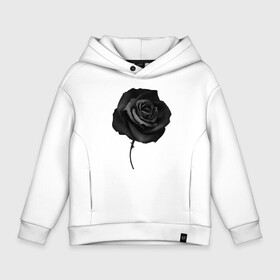 Детское худи Oversize хлопок с принтом Чёрная роза | Black rose в Новосибирске, френч-терри — 70% хлопок, 30% полиэстер. Мягкий теплый начес внутри —100% хлопок | боковые карманы, эластичные манжеты и нижняя кромка, капюшон на магнитной кнопке | black | black rose | rose | розы | цветы | чёрная роза