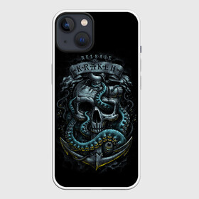 Чехол для iPhone 13 с принтом ВЫПУСТИТЬ КРАКЕНА в Новосибирске,  |  | kraken | monster | ocean | sea | skull | кальмар | кости | кракен | монстр | морской | океан | череп | чудовище | щупальца | якорь