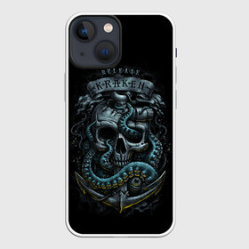 Чехол для iPhone 13 mini с принтом ВЫПУСТИТЬ КРАКЕНА в Новосибирске,  |  | kraken | monster | ocean | sea | skull | кальмар | кости | кракен | монстр | морской | океан | череп | чудовище | щупальца | якорь