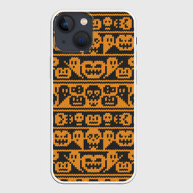 Чехол для iPhone 13 mini с принтом Свитер с тыквами в Новосибирске,  |  | Тематика изображения на принте: halloween | вязанный | вязаный | привидение | свитер | скелет | тыквы | узор | хэллоуин | череп