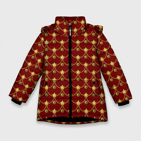 Зимняя куртка для девочек 3D с принтом Ёлочные Звёзды в Новосибирске, ткань верха — 100% полиэстер; подклад — 100% полиэстер, утеплитель — 100% полиэстер. | длина ниже бедра, удлиненная спинка, воротник стойка и отстегивающийся капюшон. Есть боковые карманы с листочкой на кнопках, утяжки по низу изделия и внутренний карман на молнии. 

Предусмотрены светоотражающий принт на спинке, радужный светоотражающий элемент на пуллере молнии и на резинке для утяжки. | Тематика изображения на принте: christmas | merry christmas | santa claus | дед мороз | ёлка | елочные шары | звезда | игрушки | новый год | подарки | праздник | с новым годом | санта клаус | снегурочка | украшения