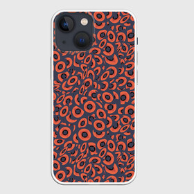 Чехол для iPhone 13 mini с принтом Абстракция квадраты и круги в Новосибирске,  |  | abstraction | shapes | squares | абстракция | квадраты | круги | оранжевый | принт | серый | фигуры | черный