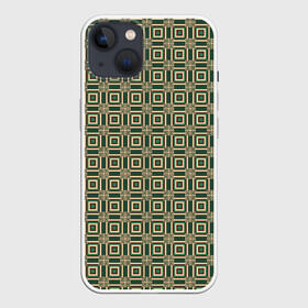 Чехол для iPhone 13 с принтом Абстракция из зеленых квадратов в Новосибирске,  |  | abstraction | shapes | squares | абстракция | желтый | зеленый | квадраты | коричневый | молодежный | принт | узор | фигуры