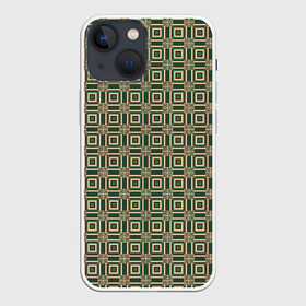 Чехол для iPhone 13 mini с принтом Абстракция из зеленых квадратов в Новосибирске,  |  | abstraction | shapes | squares | абстракция | желтый | зеленый | квадраты | коричневый | молодежный | принт | узор | фигуры