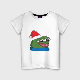 Детская футболка хлопок с принтом Pepe, pepe happy, Пепе хеппи, pepe happy new year в Новосибирске, 100% хлопок | круглый вырез горловины, полуприлегающий силуэт, длина до линии бедер | Тематика изображения на принте: frog pepe | happy | happy new year | mem | meme | peepo | pepe | pepe happy | pepe happy new year | лягушка пепе | лягушонок | лягушонок пепе | пепе хеппи | хеппи