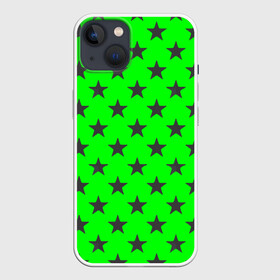 Чехол для iPhone 13 с принтом звездный фон зеленый в Новосибирске,  |  | звезда | звездочка | звезды | зеленый | монохром | неоновый | салатовый | фон