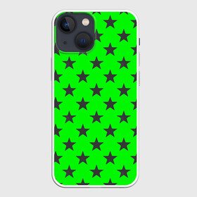 Чехол для iPhone 13 mini с принтом звездный фон зеленый в Новосибирске,  |  | звезда | звездочка | звезды | зеленый | монохром | неоновый | салатовый | фон