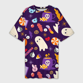 Платье-футболка 3D с принтом HALLOWEEN BTS BT21 PATTERN  БТ21 БТС ХЕЛЛОУИН в Новосибирске,  |  | army | bangtan boys | bt21 | bts | bts stickers | chimmy | cooky | koya | mang | monster | rap monster | rapmon | rj | rm | shooky | tata | van | бтс | ви | джейхоуп | джонгук | реп монстр | стикеры bts | сюга | чимин | чин