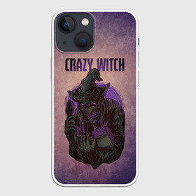 Чехол для iPhone 13 mini с принтом Crazy Witch в Новосибирске,  |  | halloween | арт | ведьма | графика | мистика | праздник | ужасы | хэллоуин