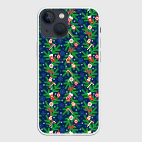 Чехол для iPhone 13 mini с принтом Новогодние Игрушки на Ёлке в Новосибирске,  |  | christmas | merry christmas | santa claus | дед мороз | ёлка | елочные шары | игрушки | новый год | подарки | праздник | с новым годом | санта клаус | снегурочка | украшения