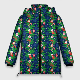 Женская зимняя куртка Oversize с принтом Новогодние Игрушки на Ёлке в Новосибирске, верх — 100% полиэстер; подкладка — 100% полиэстер; утеплитель — 100% полиэстер | длина ниже бедра, силуэт Оверсайз. Есть воротник-стойка, отстегивающийся капюшон и ветрозащитная планка. 

Боковые карманы с листочкой на кнопках и внутренний карман на молнии | christmas | merry christmas | santa claus | дед мороз | ёлка | елочные шары | игрушки | новый год | подарки | праздник | с новым годом | санта клаус | снегурочка | украшения